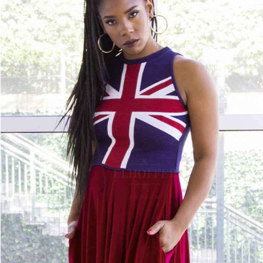Elhoffer Design Susan Union Jack Crop Top Small Captain Carter Marvel